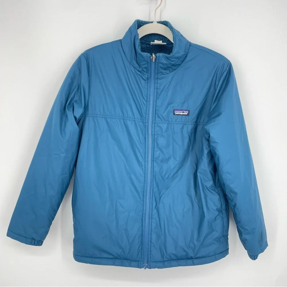 Patagonia‎ boys fleece jacket teal blue Sz XL 14